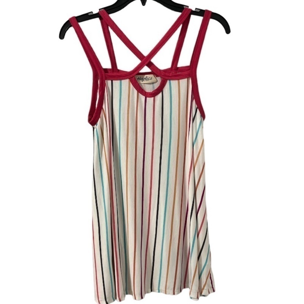 HAPTICS Criss Cross Striped Over Sized Tank Top Size Small